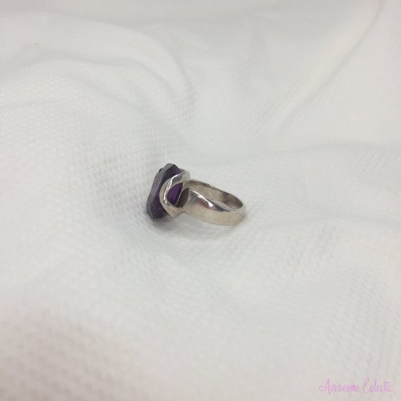 Handcrafted Silver Free-Form Color-Changing Sapphire Ring - Sz 6 - Picture 7 of 13